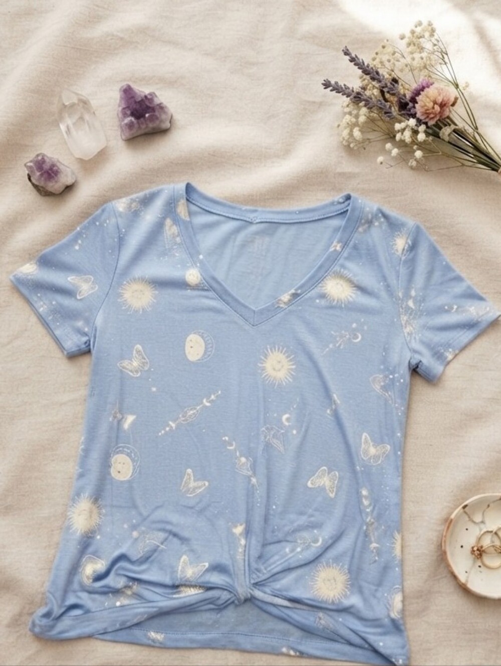 Nobo Knit Blue Top T Shirt  Celestial Print